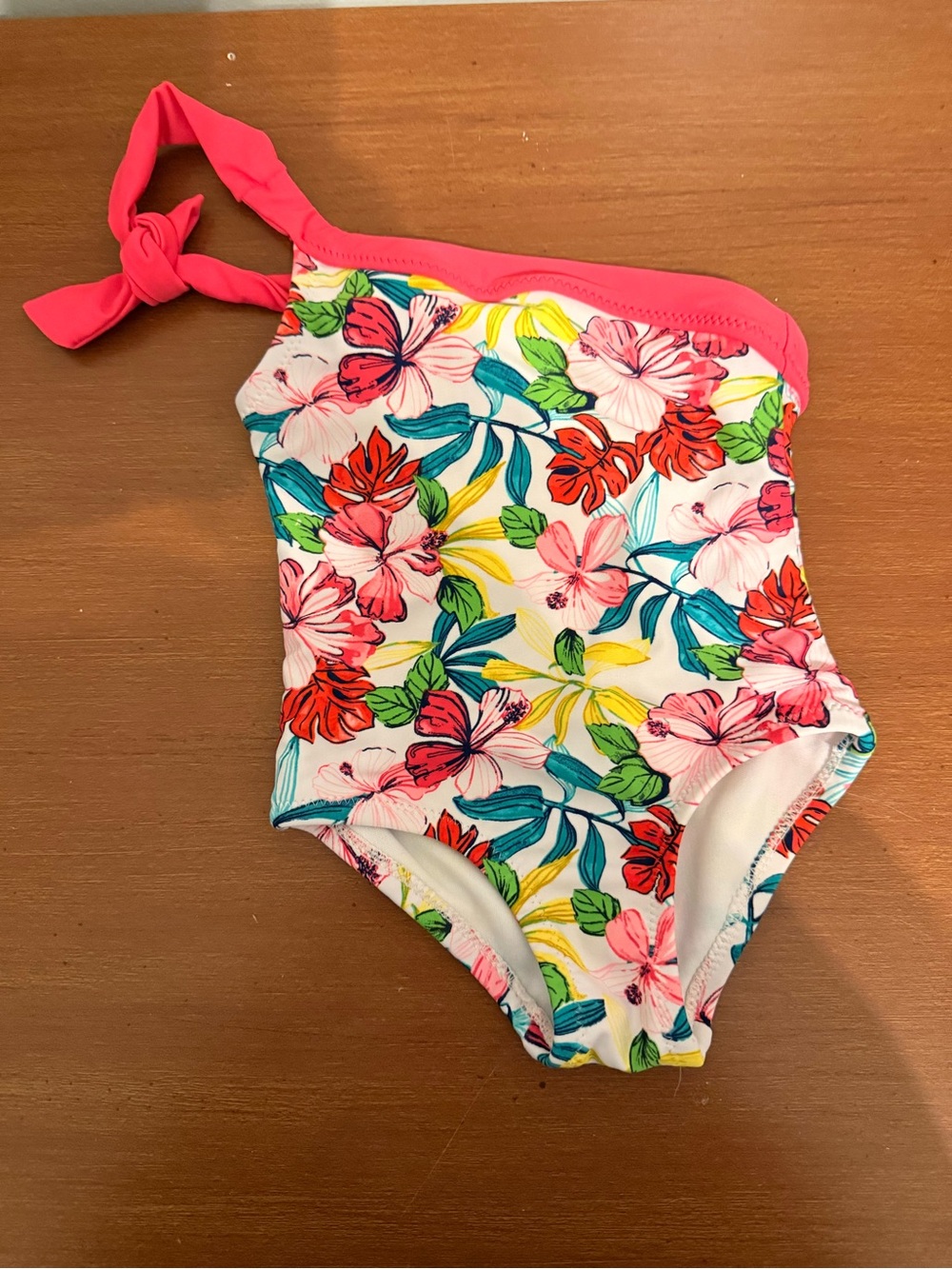 Tommy Bahama Girls Floral One-Shoulder Swimsuit, Size 12M